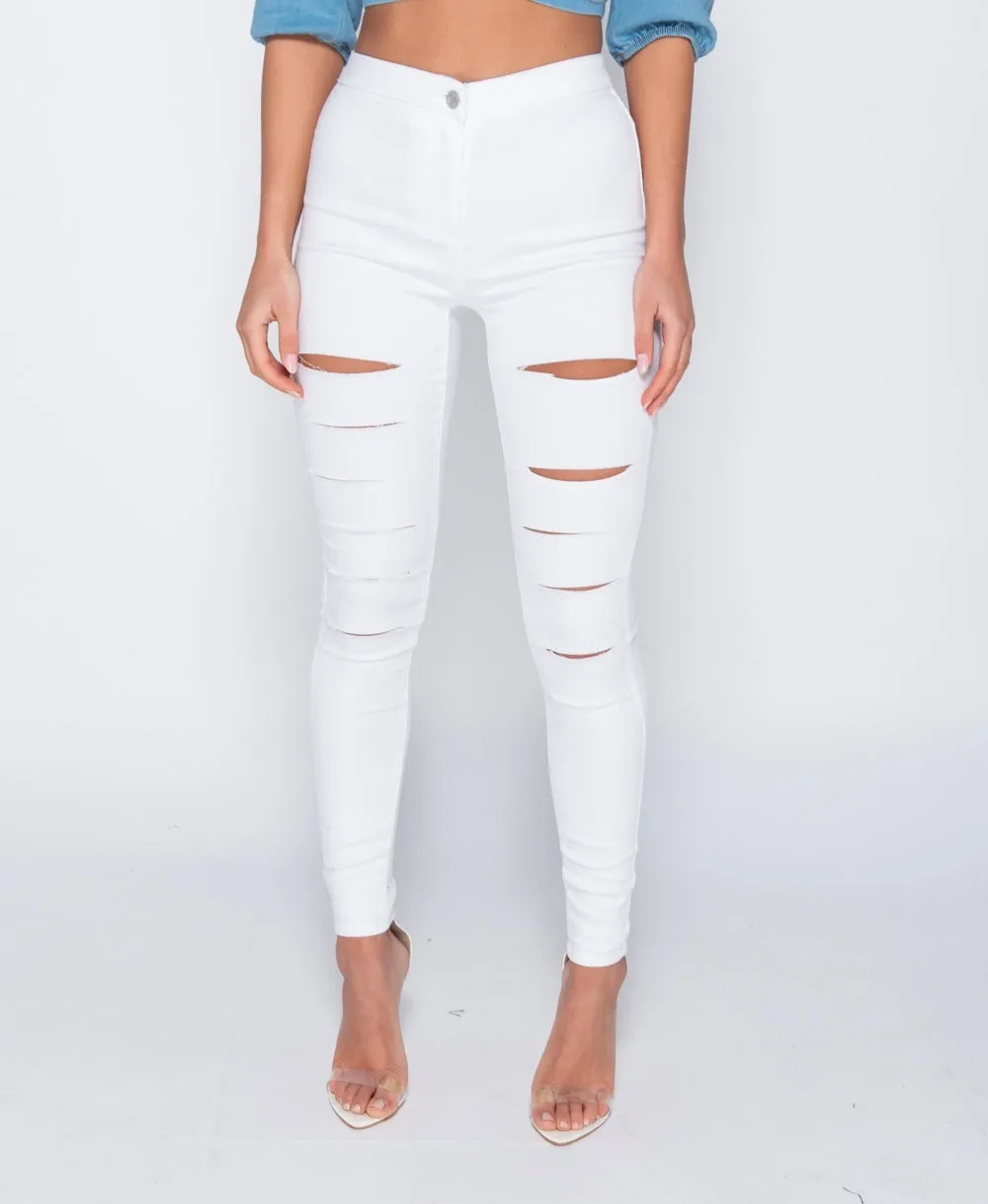 Multi Slash High Waisted Jeggings