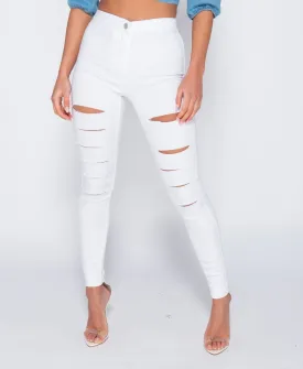 Multi Slash High Waisted Jeggings