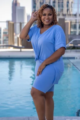 My Every Day Vibe Spring Blue mini skirt and top set