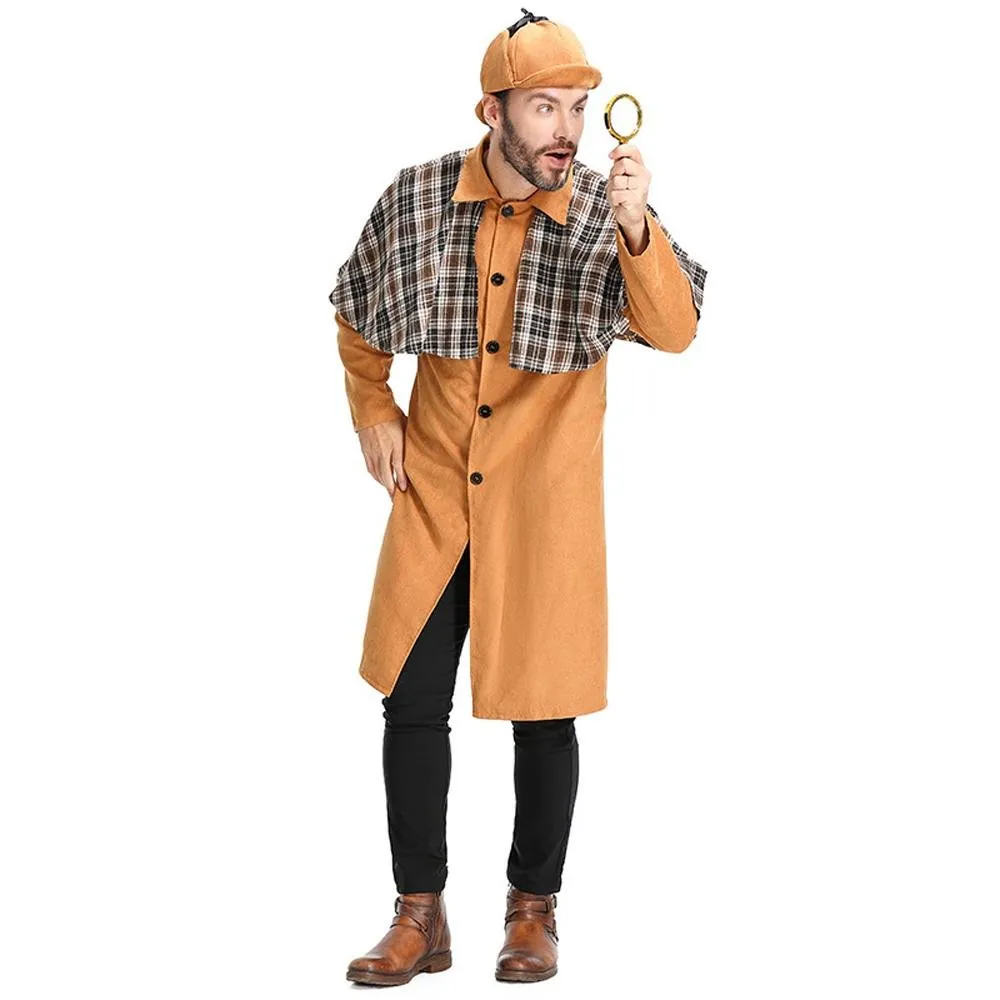 Mystery Game Role Playing Men Detective Adult Cosplay Costume Outfits Carnival Suit