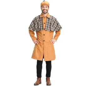 Mystery Game Role Playing Men Detective Adult Cosplay Costume Outfits Carnival Suit