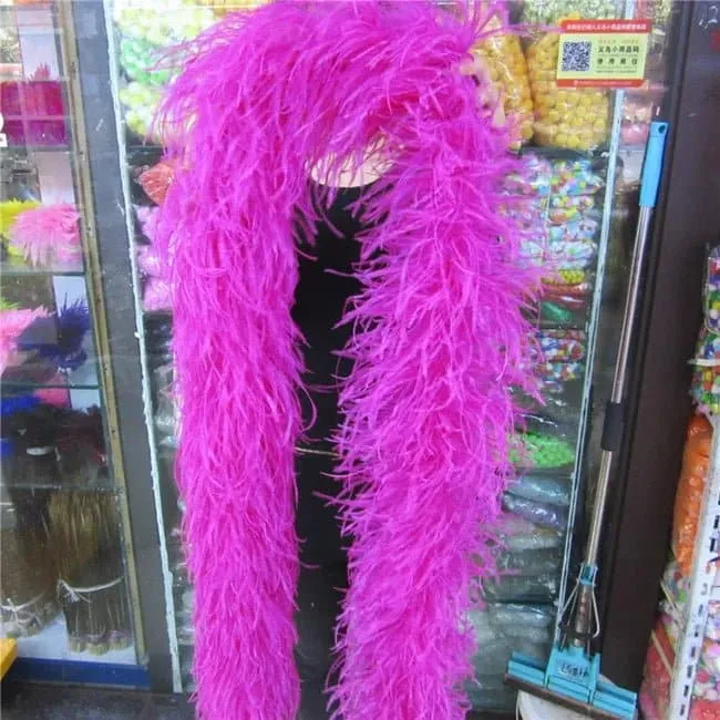 Natural Ostrich Feather Boa - 2 Meter Length Boa for Party, Dance, Stage Performance