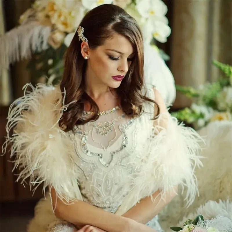 Natural Ostrich Feather Boa - 2 Meter Length Boa for Party, Dance, Stage Performance