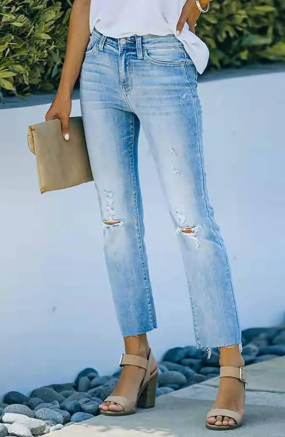 Necooer Womens Bell Bottom Jeans Classic Stretch Raw Hem Flare Denim Jeans Pants