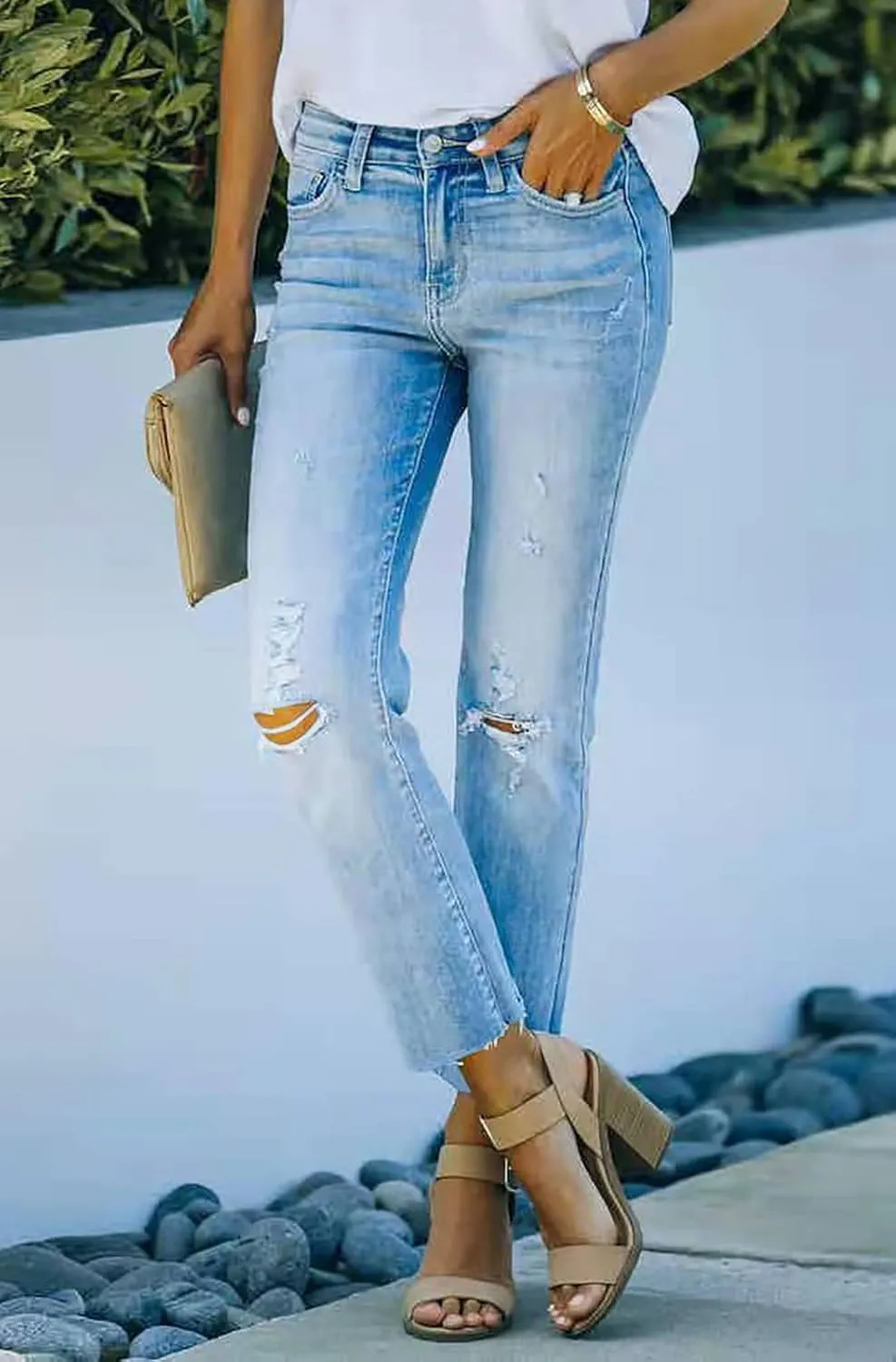 Necooer Womens Bell Bottom Jeans Classic Stretch Raw Hem Flare Denim Jeans Pants