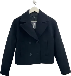 New Look Blue Navy Cropped Pea Coat UK 10