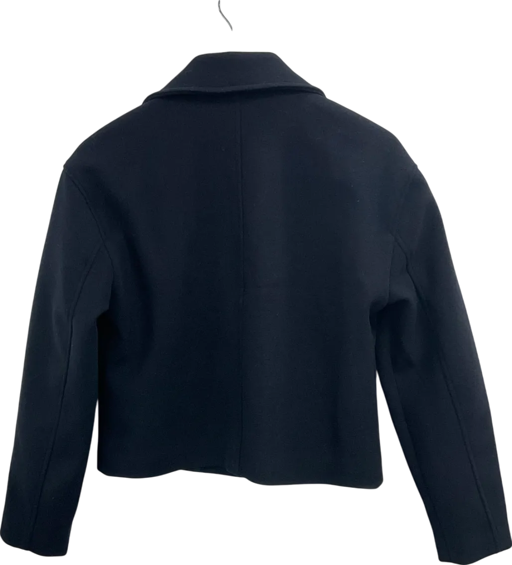 New Look Blue Navy Cropped Pea Coat UK 10