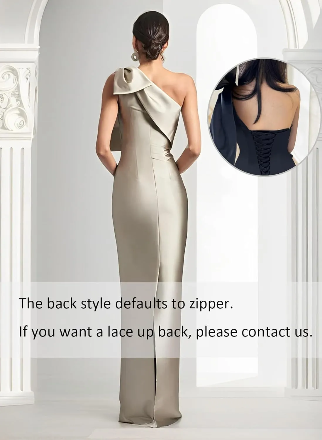 One Shoulder Bridesmaid Dresses with Bow Long Mermaid Satin Back Slit Mother of The Bride Dresses PM004
