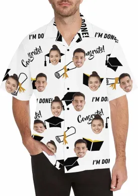 Personalized Graduation Shirts 2024 for Family, Funny Custom Photo Graduation Hawaiian Shirt, Senior Shirts Class of 2024
