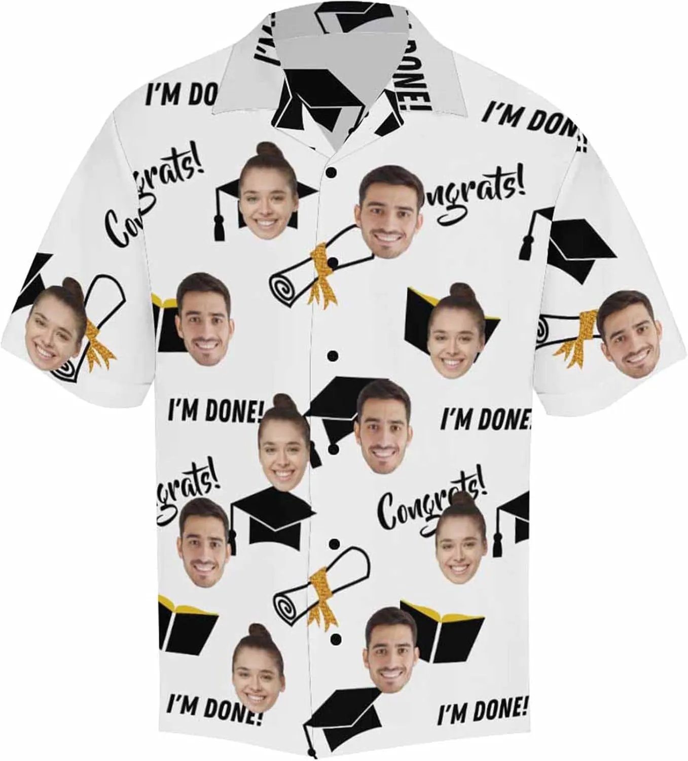 Personalized Graduation Shirts 2024 for Family, Funny Custom Photo Graduation Hawaiian Shirt, Senior Shirts Class of 2024