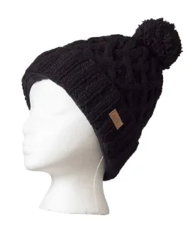 "Freya" Pom Cable Toque - Black