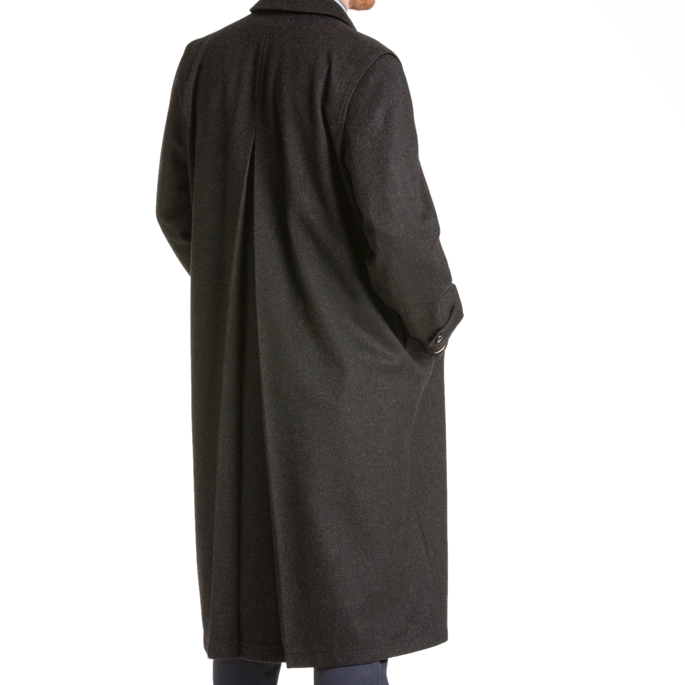 Richard - 100% Cashmere Men's Full Length Charcoal Loden Overcoat
