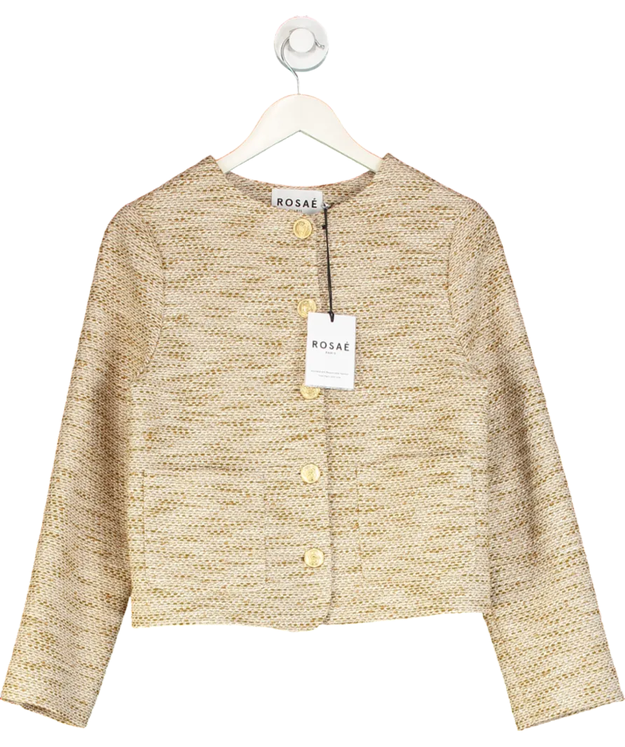 Rosae Paris Beige Le Gauthier Coffee Tweed Jacket UK 6