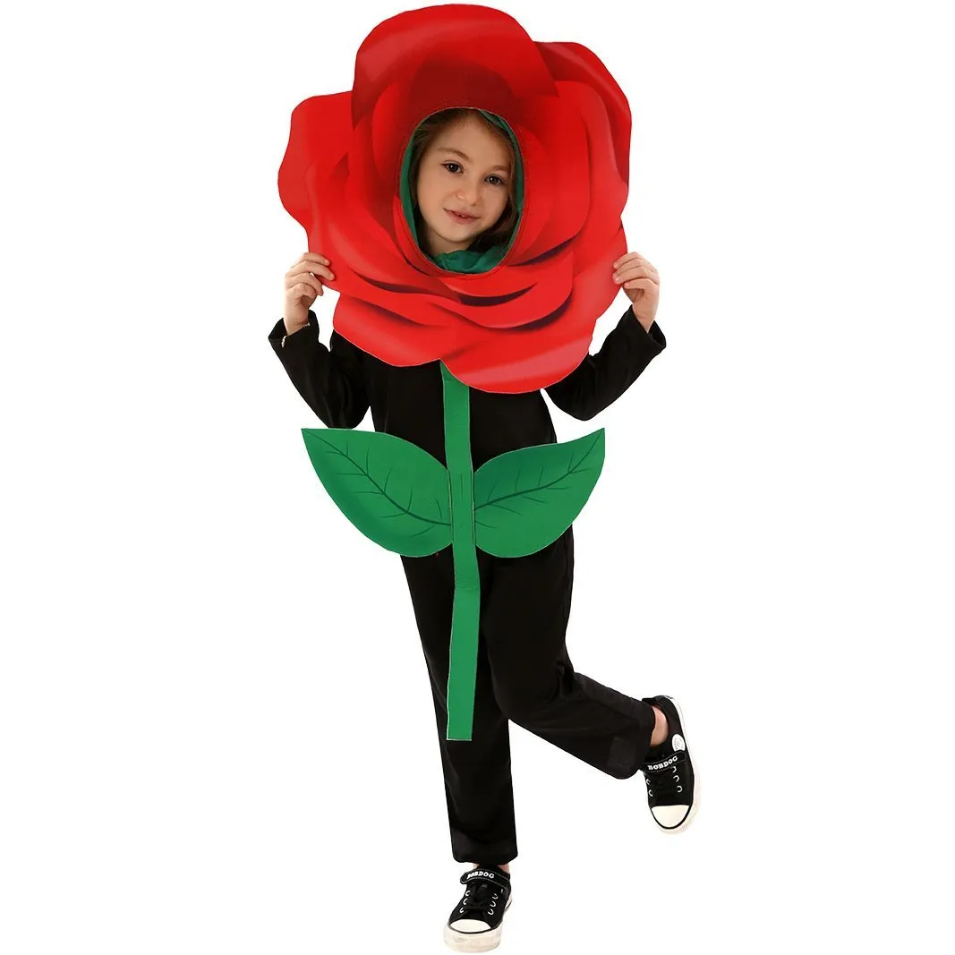 Rose Flower Children's Day Kids Jumpsuit Stage Party Cosplay Costumes