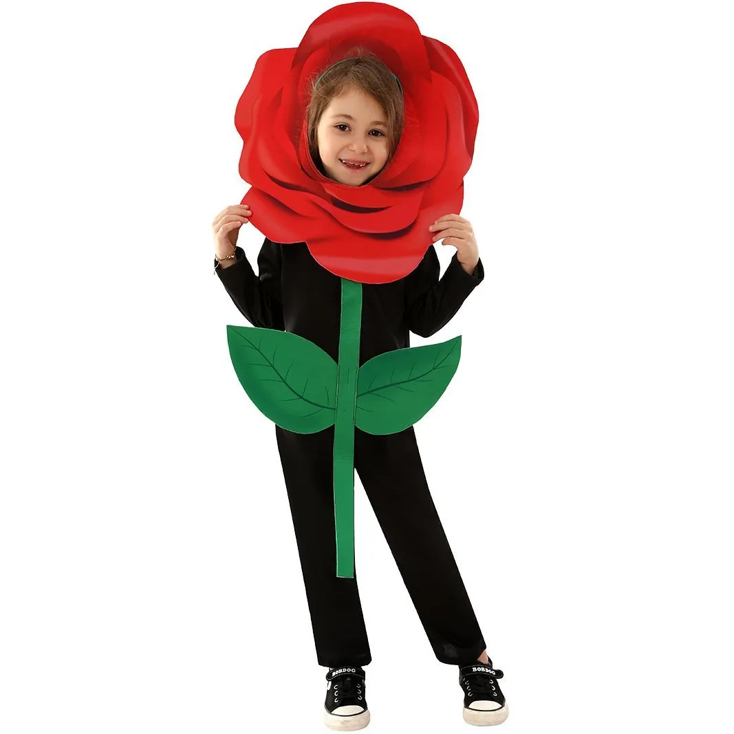 Rose Flower Children's Day Kids Jumpsuit Stage Party Cosplay Costumes