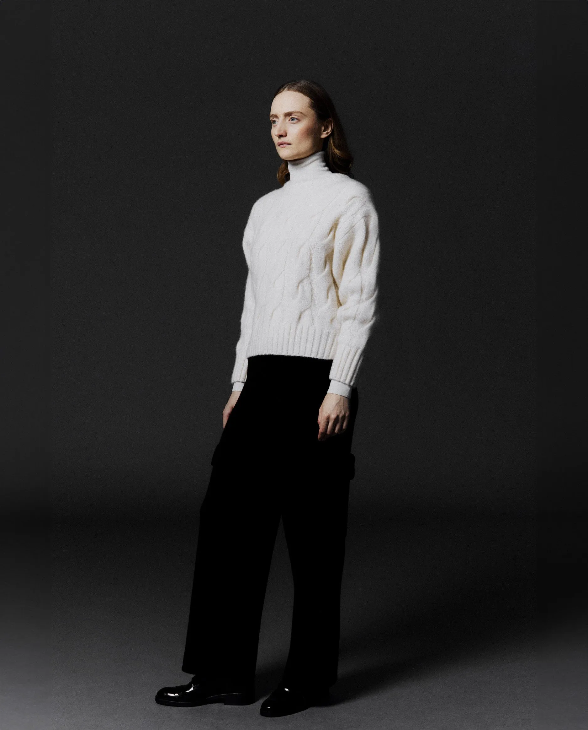 Rundhalsausschnitt Pullover aus Cashmere in Weiß