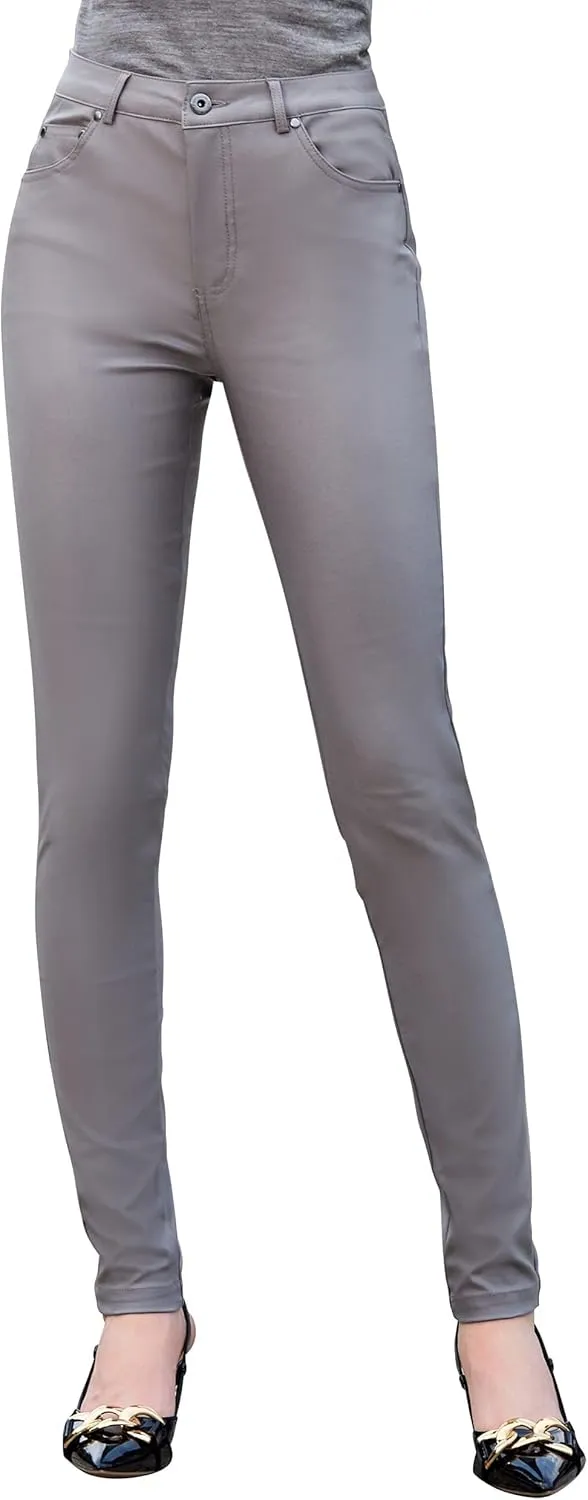 S P Y M Womens Stretchy Jeggings, Faux Leather Legging Pants with Pockets, Regular and Plus Size