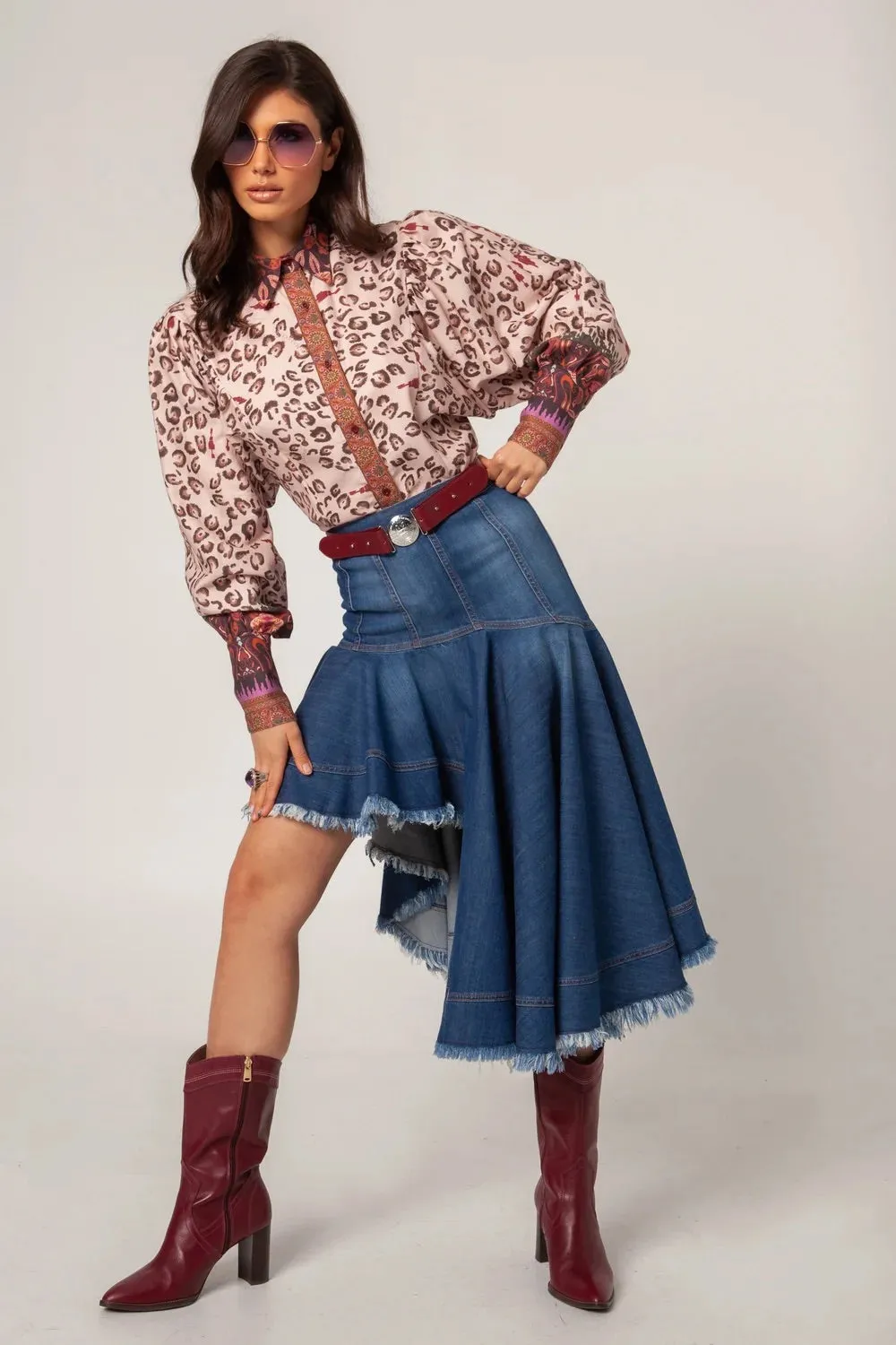 Saia Jeans Assimétrica - Masavi