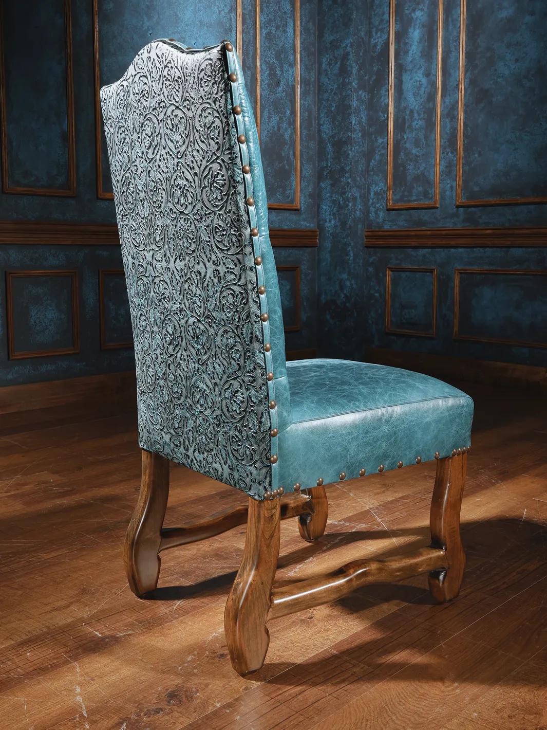 Sapphire Western Blue Leather Side Chair