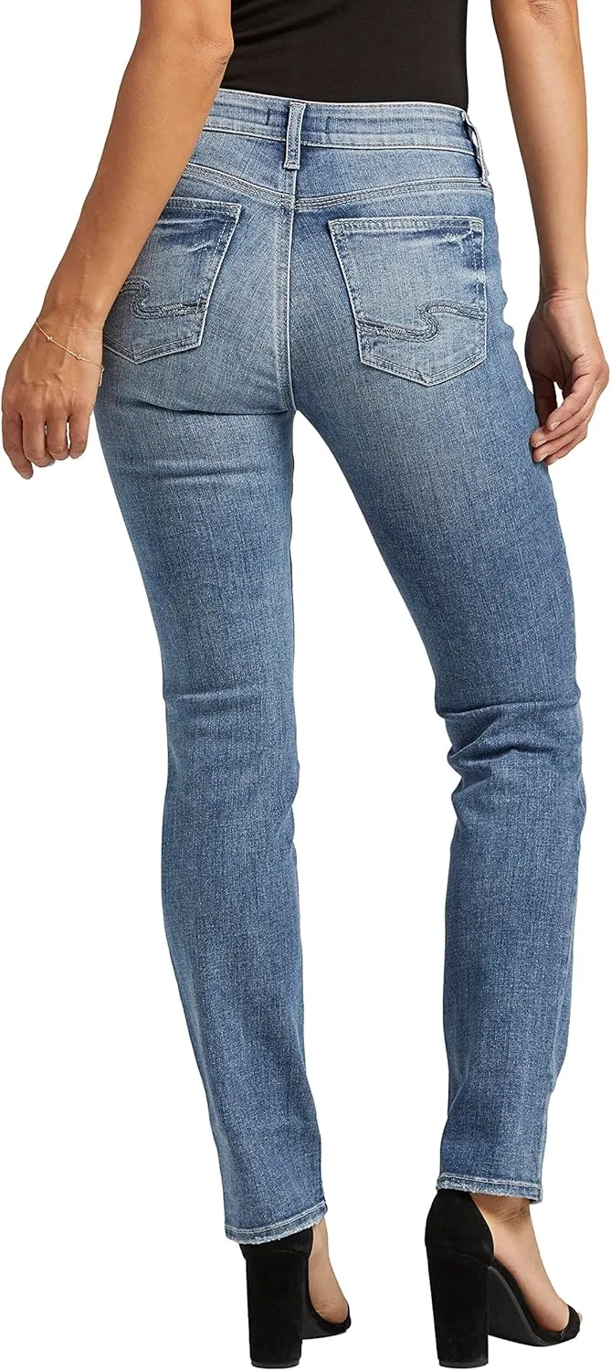 Silver Jeans Co. Women's Suki Mid Rise Curvy Fit Straight Leg Jeans