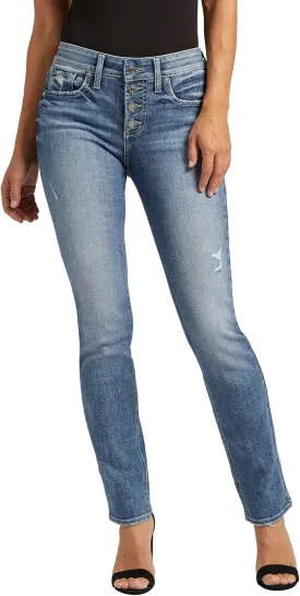 Silver Jeans Co. Women's Suki Mid Rise Curvy Fit Straight Leg Jeans