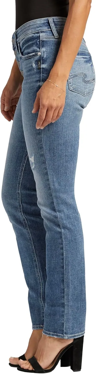 Silver Jeans Co. Women's Suki Mid Rise Curvy Fit Straight Leg Jeans