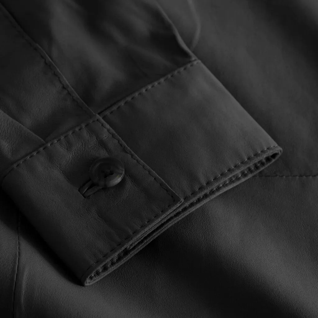 Soft leather shirt in timeless design / 50798 - Black (Nero)