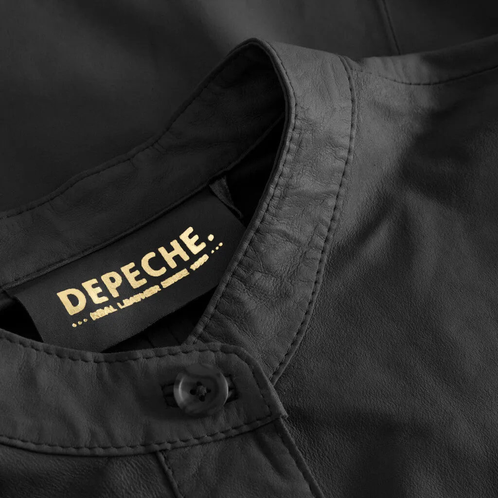 Soft leather shirt in timeless design / 50798 - Black (Nero)
