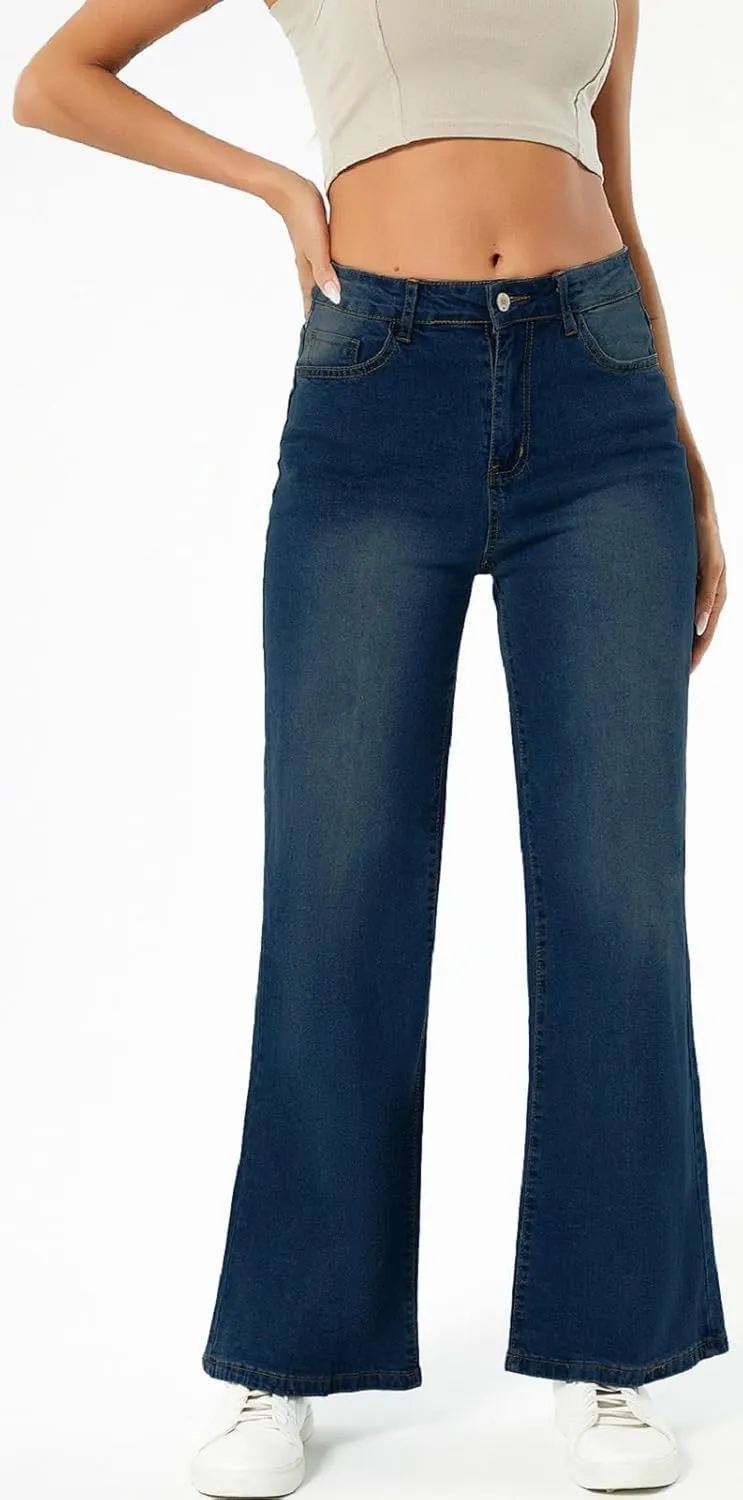 SperLucky Jeans for Women High Waisted Straight Leg Stretchy Jeans Loose Wide Leg Denim Pants