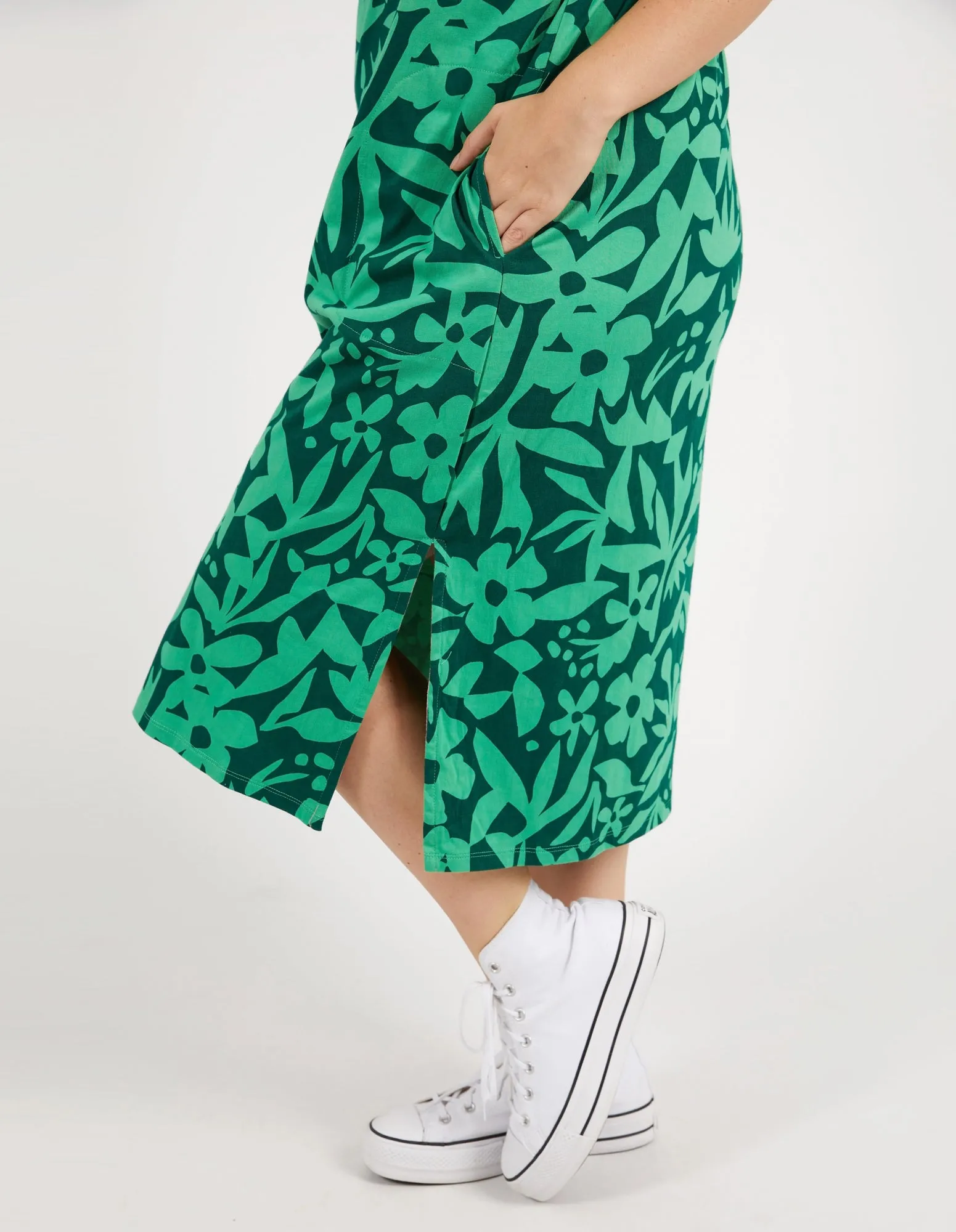 Stencil Floral Tee Dress Greenbriar Floral