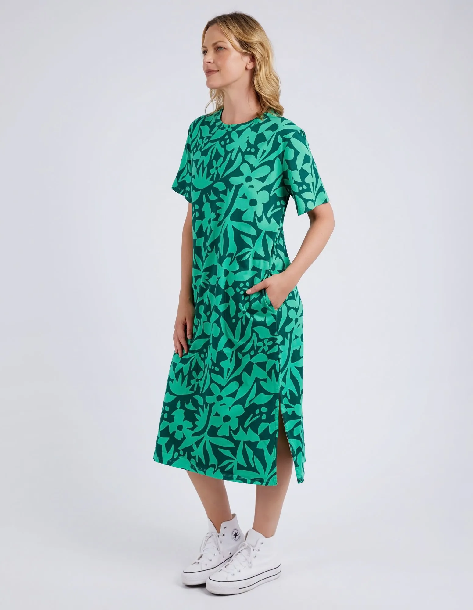 Stencil Floral Tee Dress Greenbriar Floral