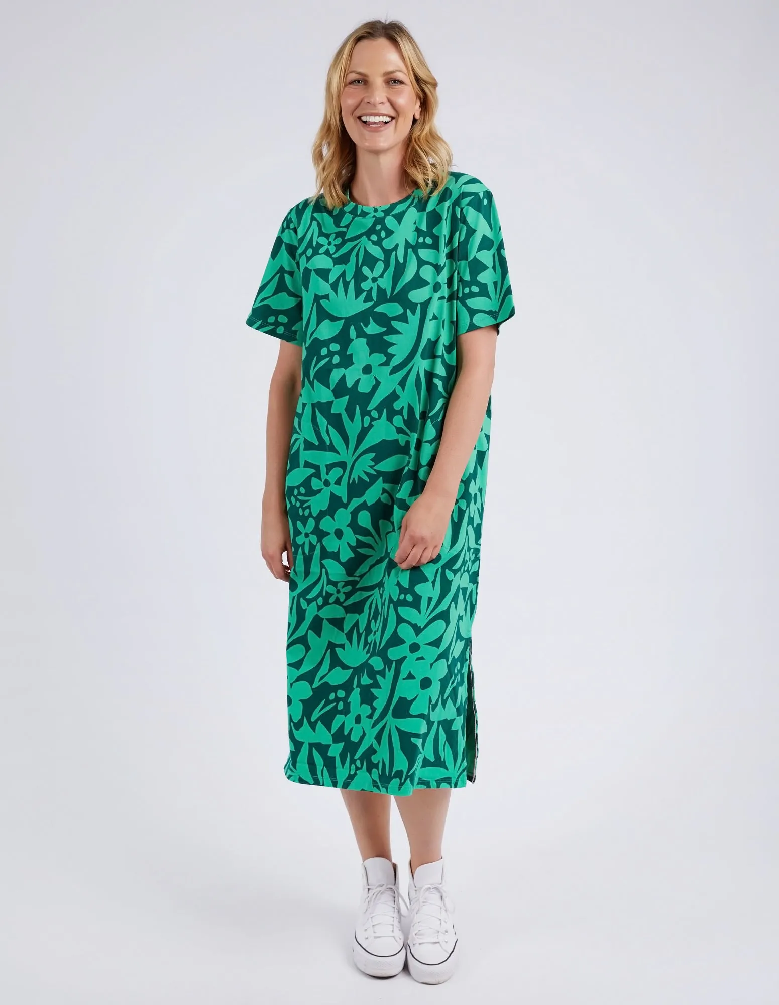 Stencil Floral Tee Dress Greenbriar Floral