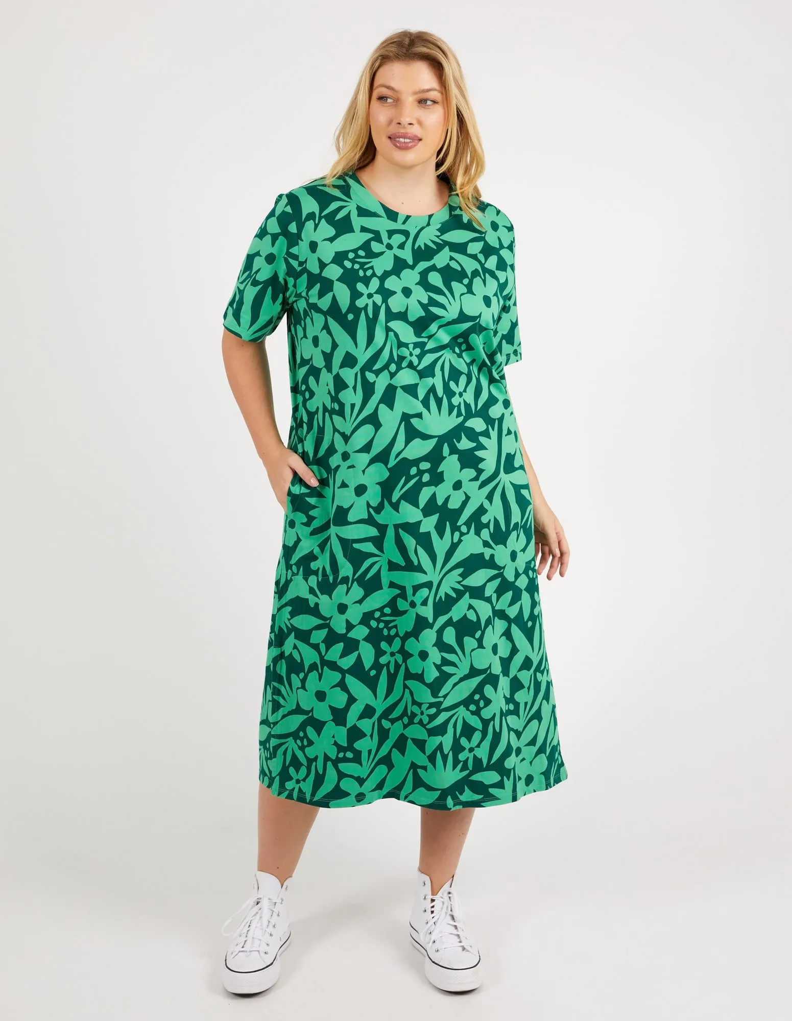 Stencil Floral Tee Dress Greenbriar Floral