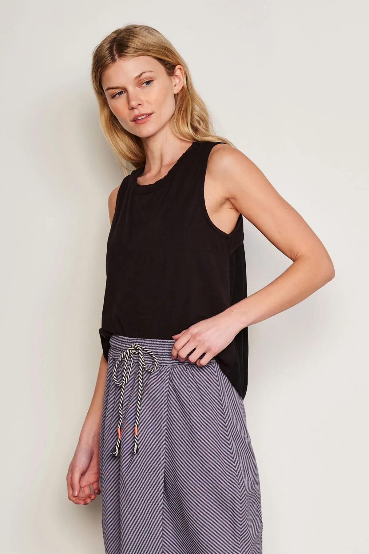 Sundry Mixed Media Tank in Black