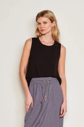 Sundry Mixed Media Tank in Black