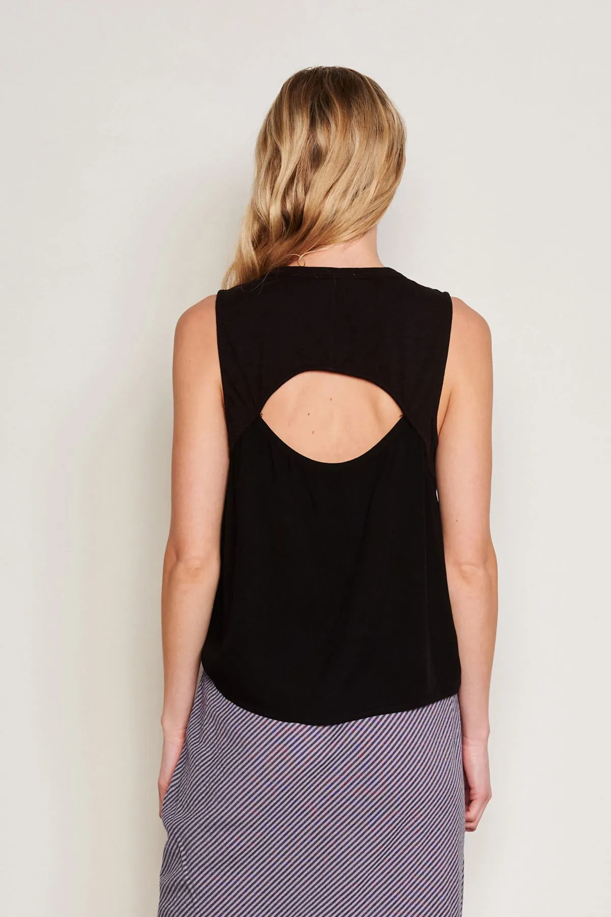 Sundry Mixed Media Tank in Black