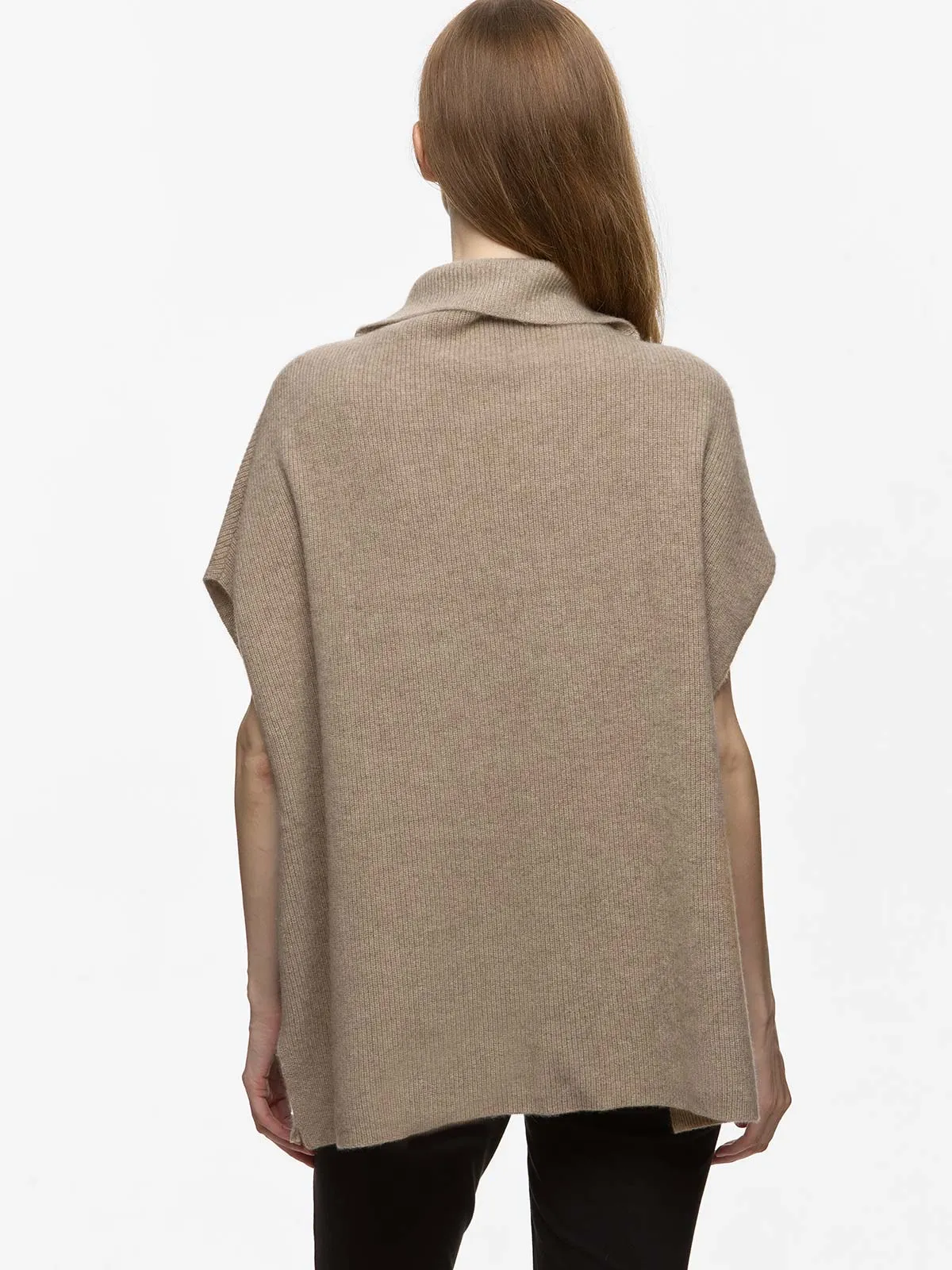 Taupe Oversized Cashmere Vest