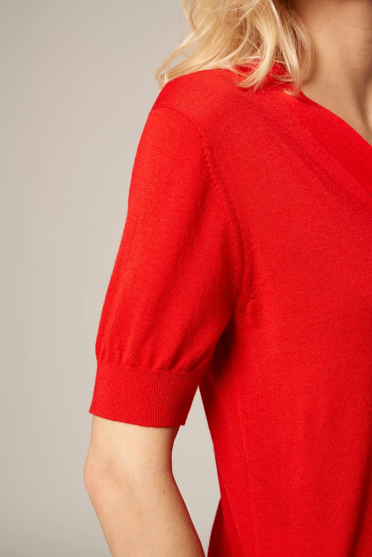 Tie Neck Worsted Cashmere Top