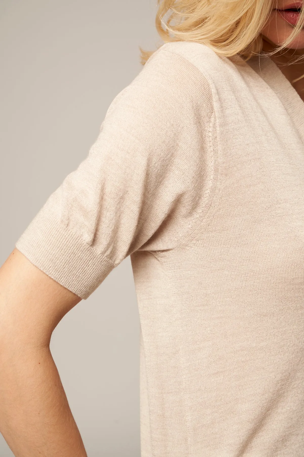 Tie Neck Worsted Cashmere Top