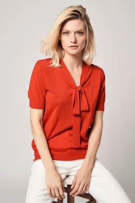 Tie Neck Worsted Cashmere Top