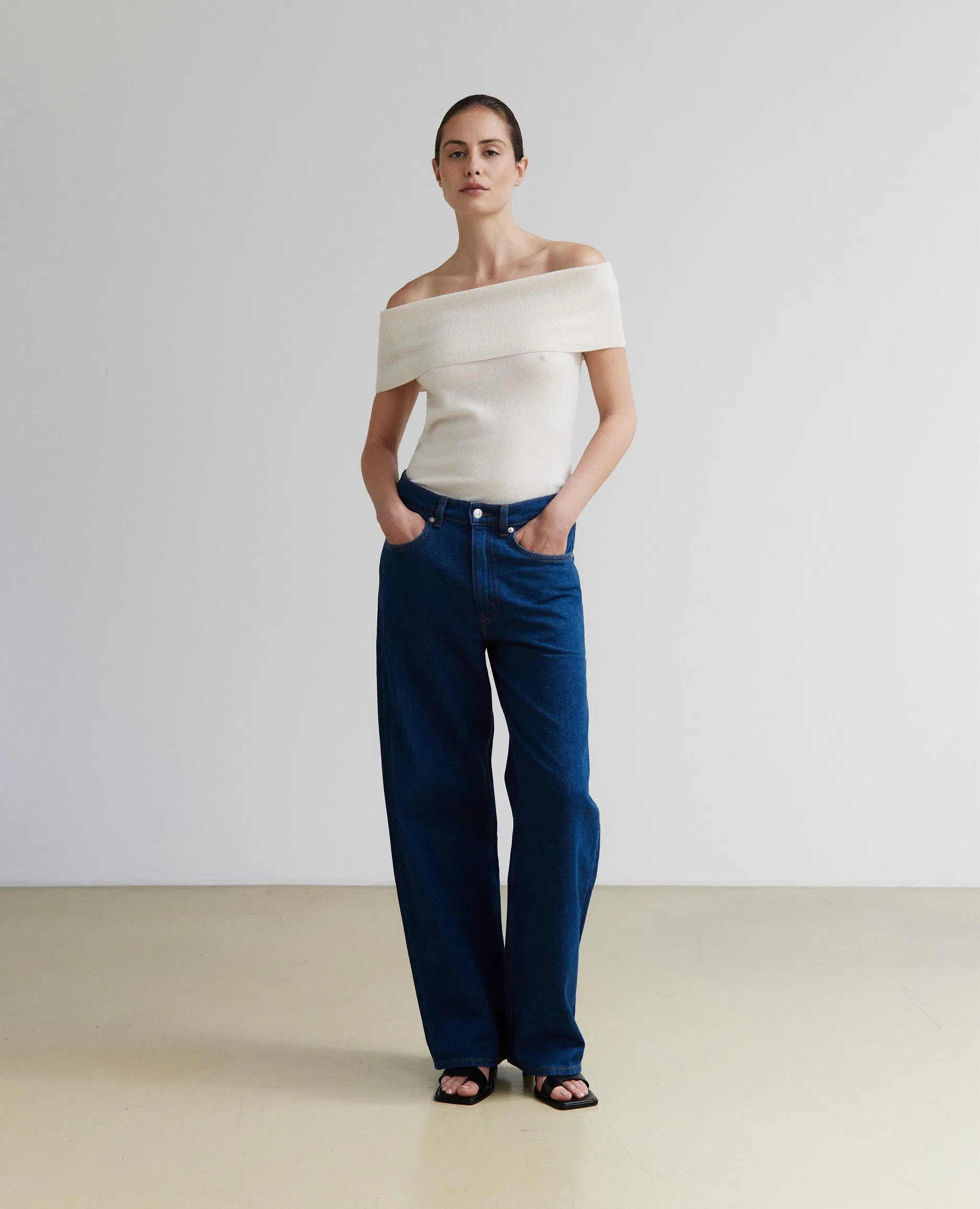 Top aus Cashmere-Mischung in Navy