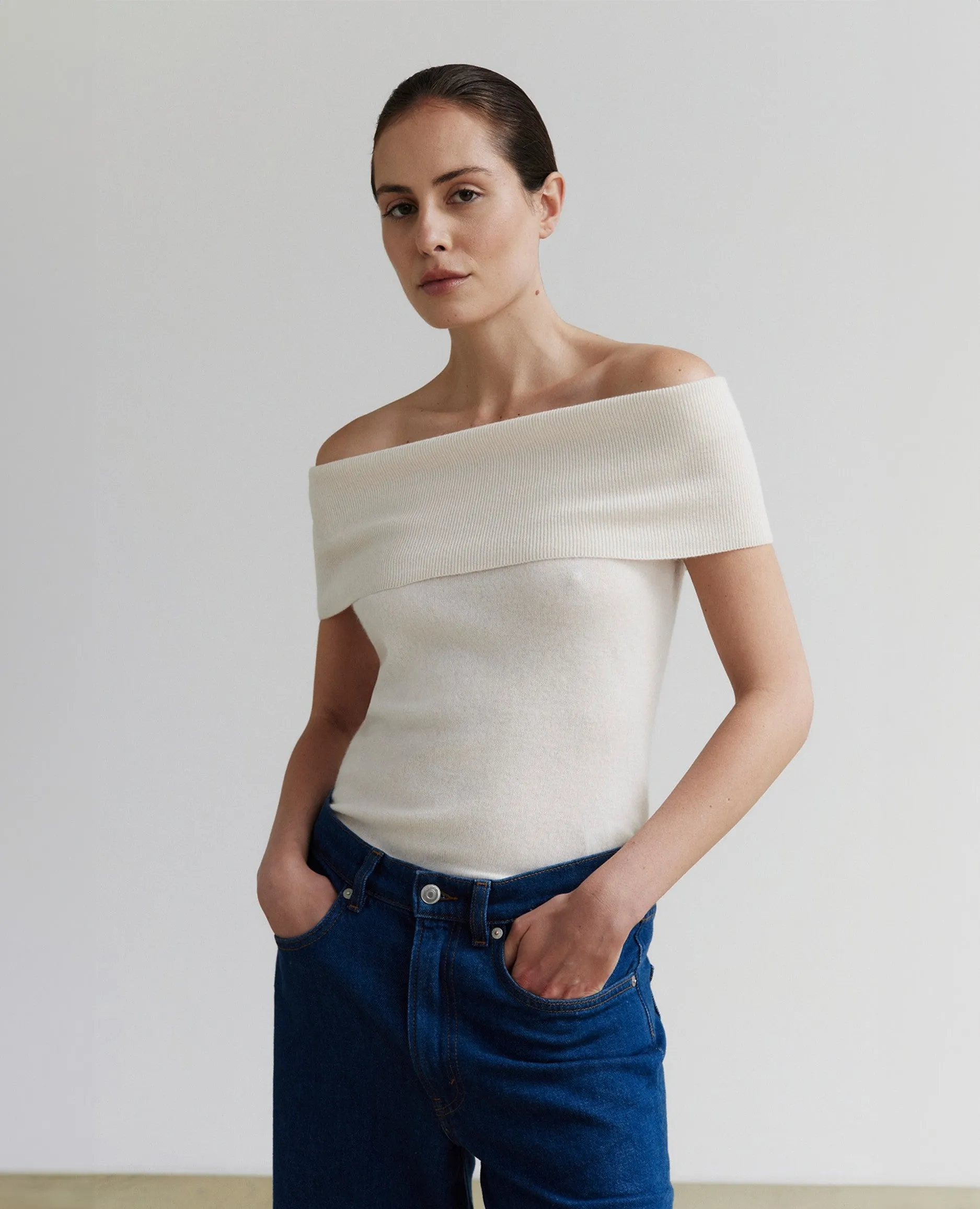 Top aus Cashmere-Mischung in Navy
