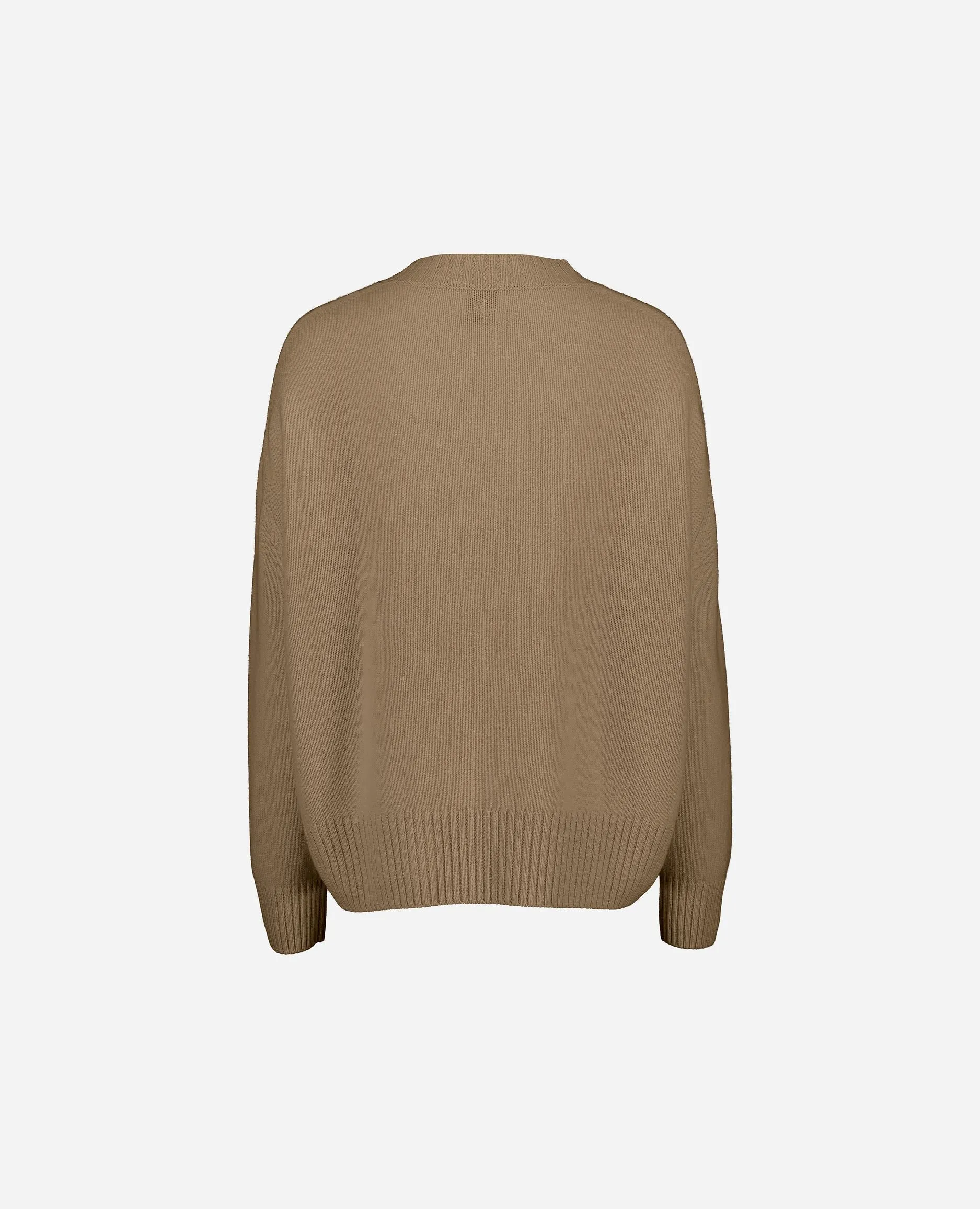 V-Pullover aus Cashmere in Beige