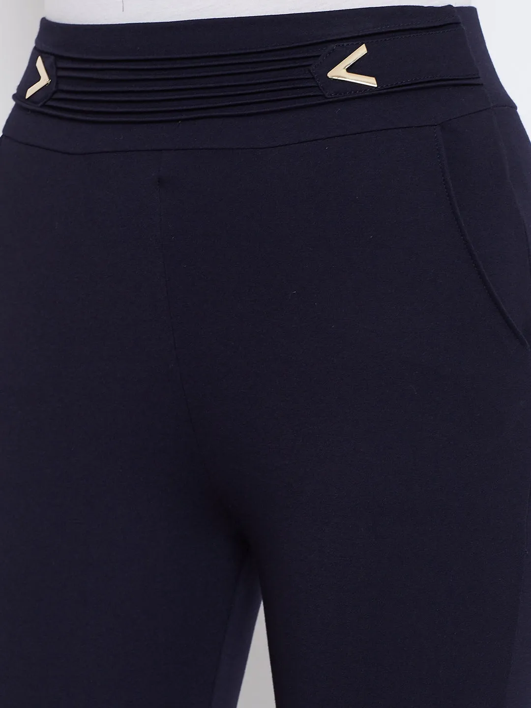 Women Navy Blue Solid Jeggings