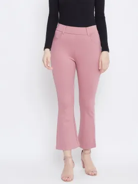 Women Pink Solid Bootcut Jeggings