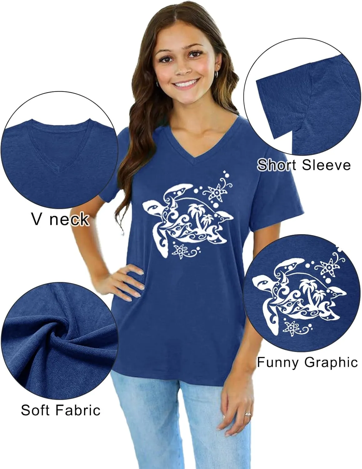 Women V Neck Sunflower Graphic Shirt Cute Dandelion Teen Girls Tee Tops Short Sleeve Cowgirls Casual T Shirts