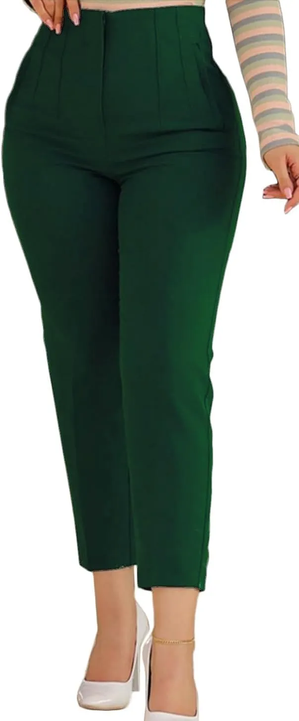 Womens Straight Leg Pants 2024 High Waisted Stretchy Business Casual Work Pants Dress Office Trousers with Pockets